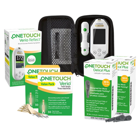 OneTouch Verio Flex Blood Glucose Meter | Glucose Monitor For Blood Sugar  Test Kit | Includes Blood Glucose Monitor, Lancing Device, and 10 Sterile
